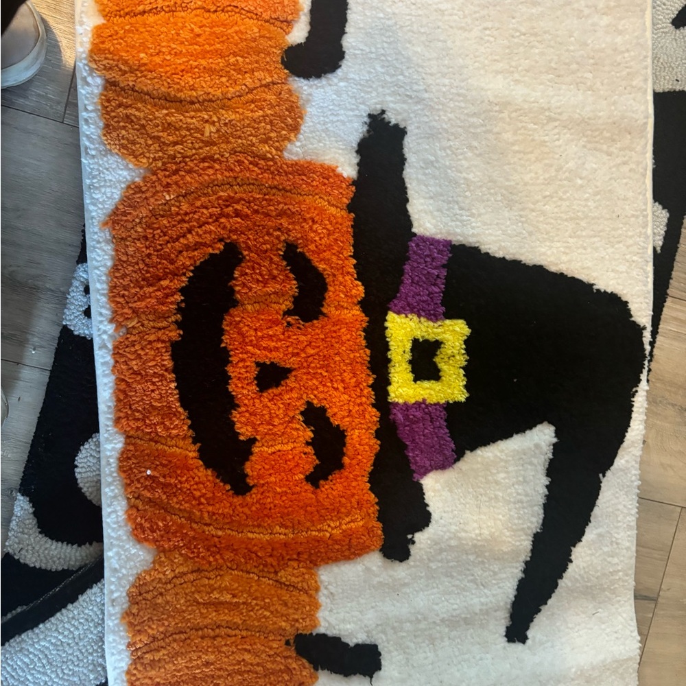 Halloween Pumpkin Rug with Witch Hat